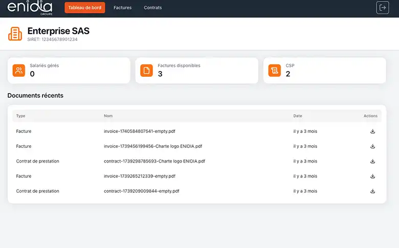 Application de gestion de portage salarial pour Enidia Groupe - image de galerie