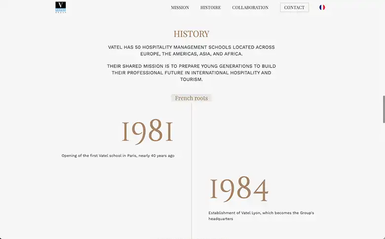 Landing page multilingue pour le site du Groupe Vatel - image de galerie