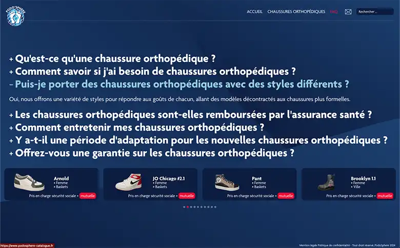 Conception et développement du site catalogue PodoSphère - image de galerie