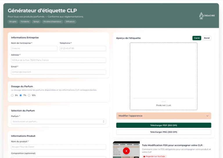 Un générateur d'étiquettes CLP sur mesure pour Créacire