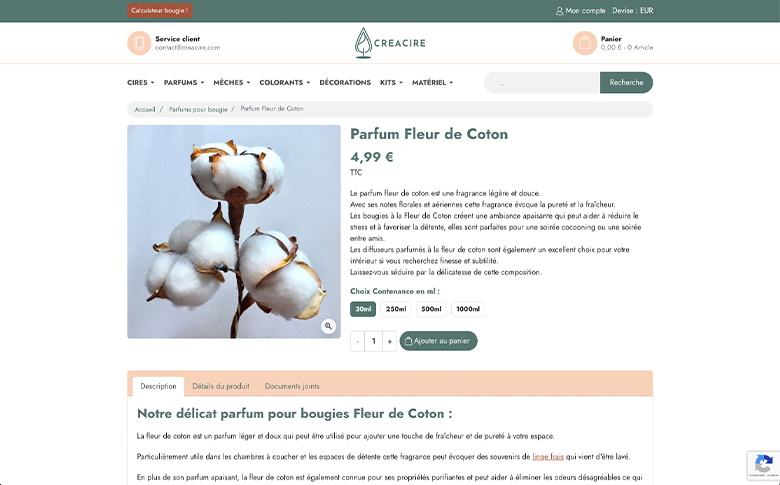 Création d'une boutique en ligne PrestaShop pour Créacire – galerie