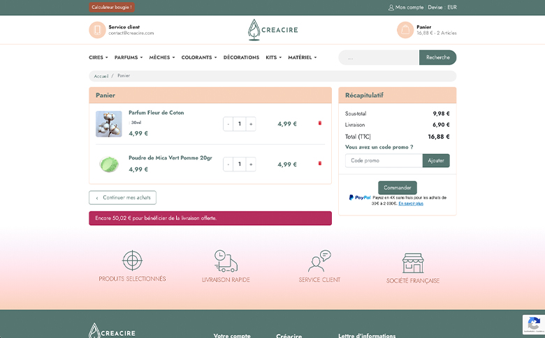 Création d'une boutique en ligne PrestaShop pour Créacire – galerie