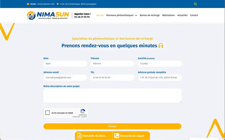 Conception graphique et développement WordPress pour Nimasun – galerie