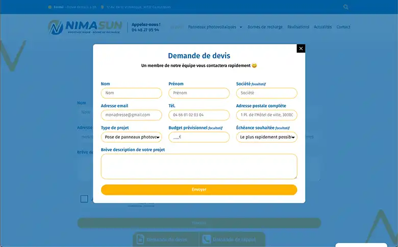 Conception graphique et développement WordPress pour Nimasun – galerie
