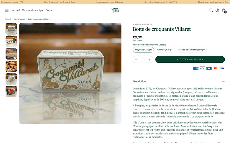 Création de la boutique en ligne Maison Villaret – galerie