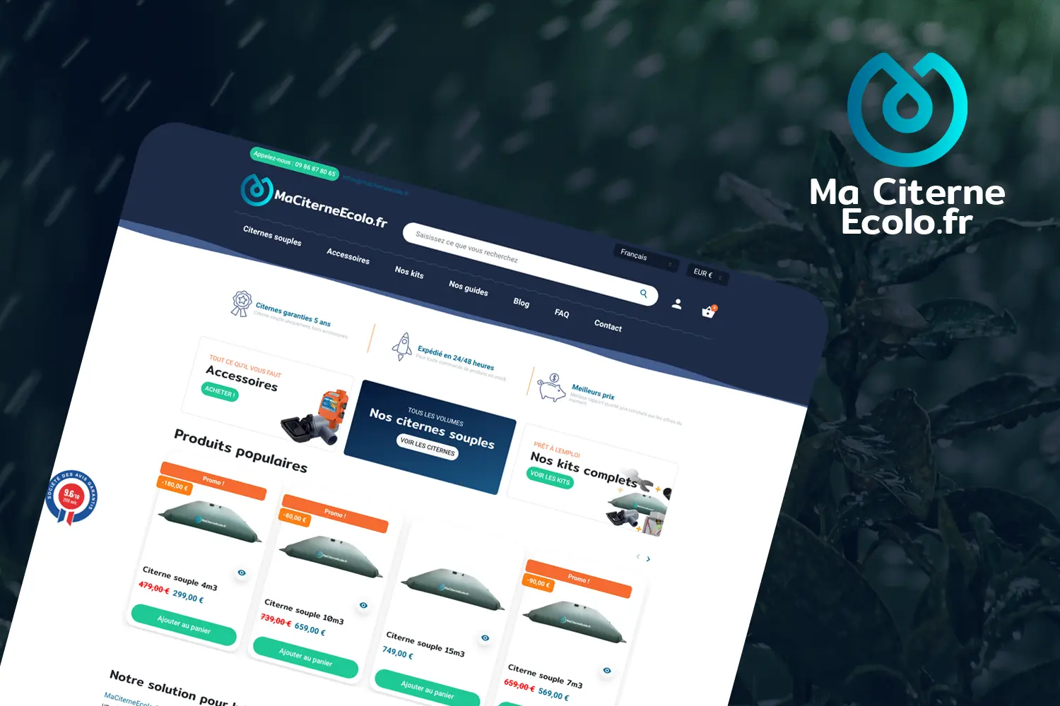 Site e-commerce Prestashop pour Ma Citerne Écolo