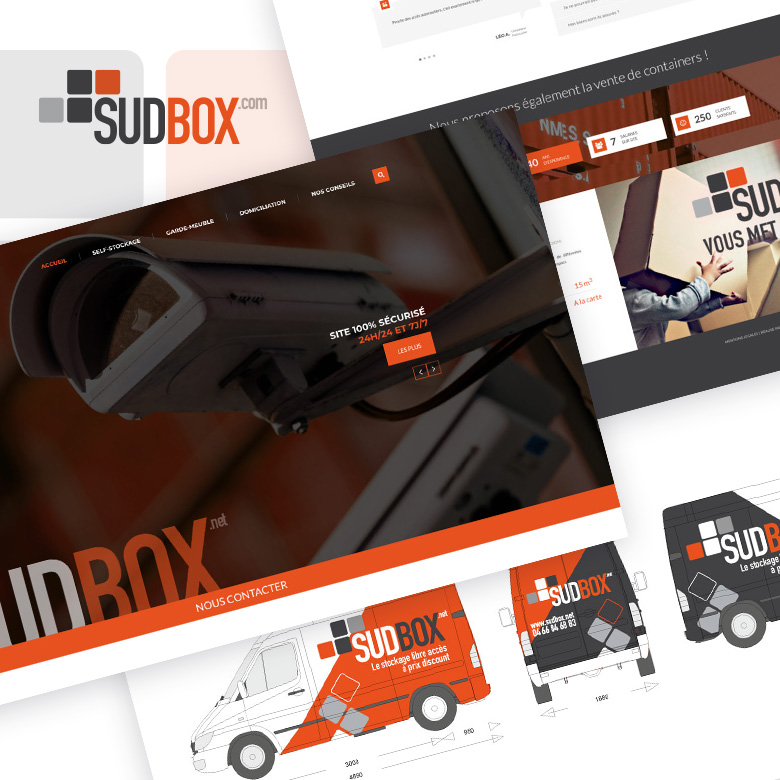 Identité visuelle Sudbox : Branding complet pour un spécialiste du self-stockage Nîmois
