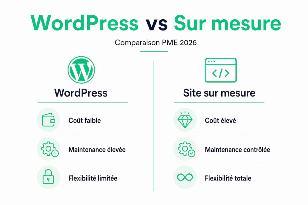 Infographie comparative : WordPress ou site sur mesure, lequel choisir ?
