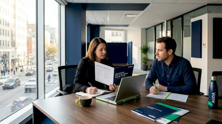 Le responsable et le consultant font le point sur l’avancement du projet de l’agence web.
