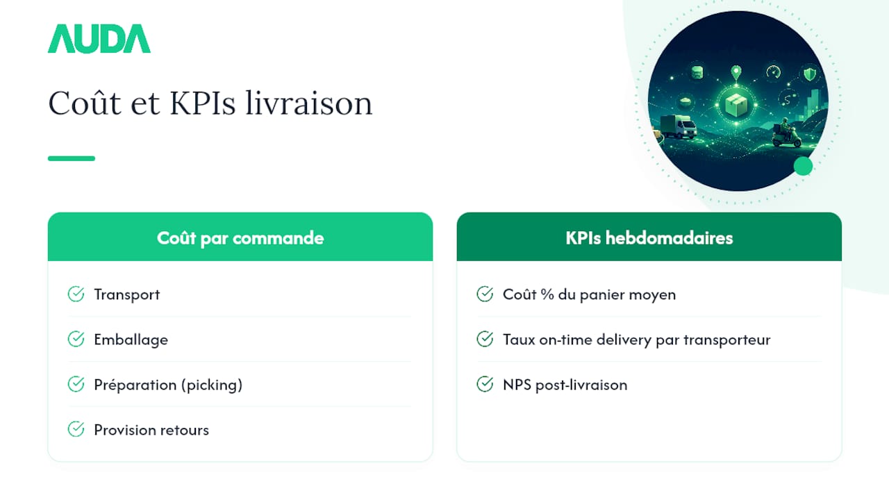 Schéma des coûts de livraison e-commerce et des indicateurs clés de performance