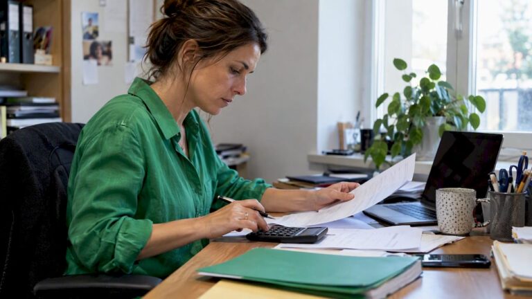 Cheffe d'entreprise comparant des devis pour la création d'un site web
