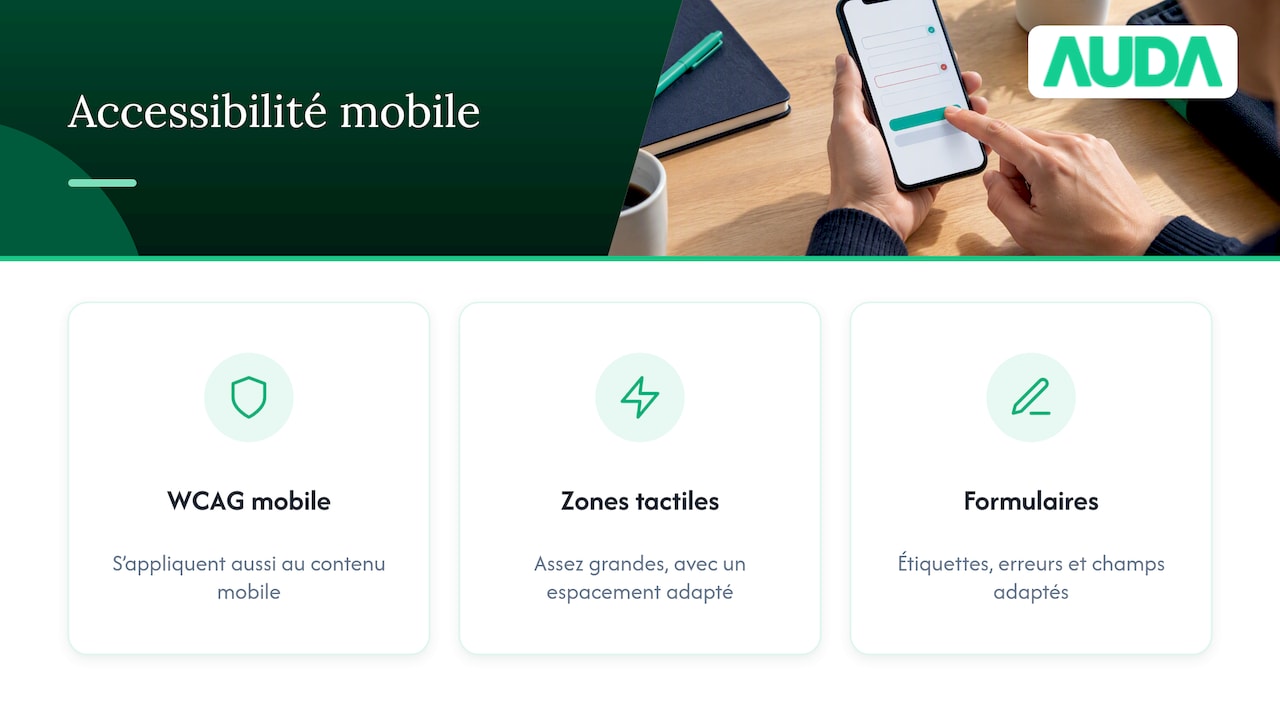 Accessibilité et lisibilité sur mobile — overview diagram