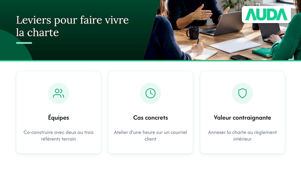 Trois leviers pour faire vivre une charte IA