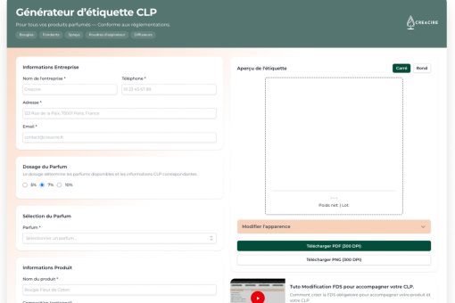 Un générateur d'étiquettes CLP sur mesure pour Créacire