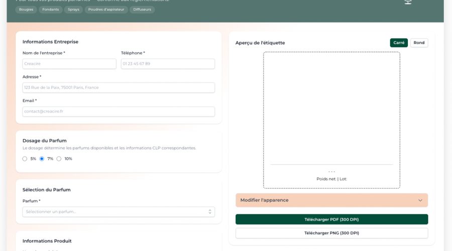 Un générateur d'étiquettes CLP sur mesure pour Créacire