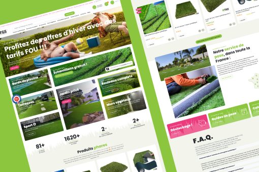 Branding et développement du site e-commerce PrestaShop pour The Gazon Synthétique
