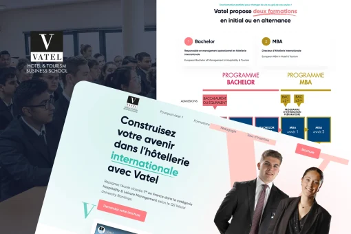 Landing page avec intégration d'HubSpot API pour l'École Hôtelière Vatel